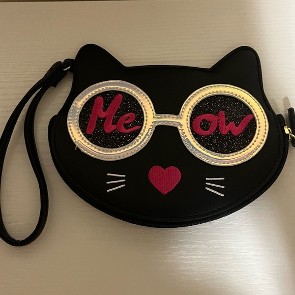 Luv Betsey Black Cat Wristlet holographic Accents by betsy Johnson - Picture 5 of 7
